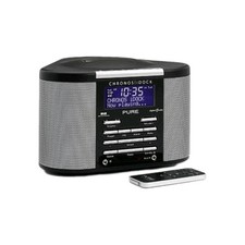 Pure Chronos  IDOCK DAB FAlarm Clock Radio Black Silver Digital with AC Adapter 