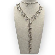 Crystal Drop Lariat Necklace Silver Vera Wang Elegant Evening Glam