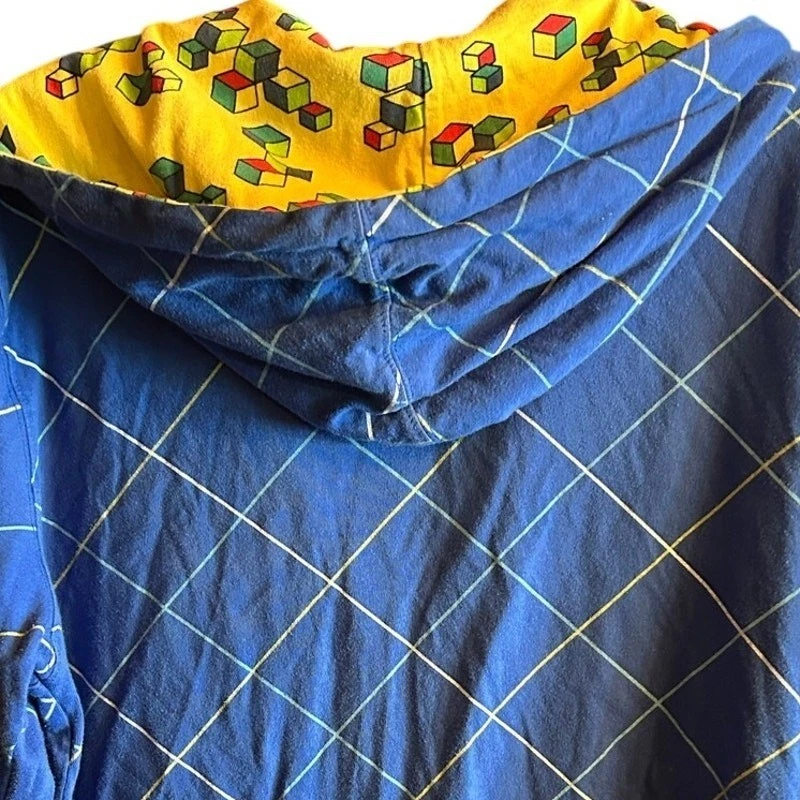 Moletom com capuz Vurt Y2K azul com zíper estampa de grade algodão stretch skate médio - Imagem 2 de 4