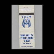 Matchbook Cover BPOE Elks Lodge 2492 Simi Valley CA
