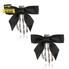 2 Pcs Halloween Skeleton Hand Hair Clips with Bowknot Cute Skull Hand Hair Clip