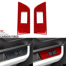 Red Carbon Fiber Rear Window Lift Switch Panel Cover Trim For Ford Edge 2011-14