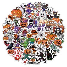 50Pcs Halloween Pumpkin Stickers, 1.7in-2.5in, Halloween-pumpkin Ghost 50
