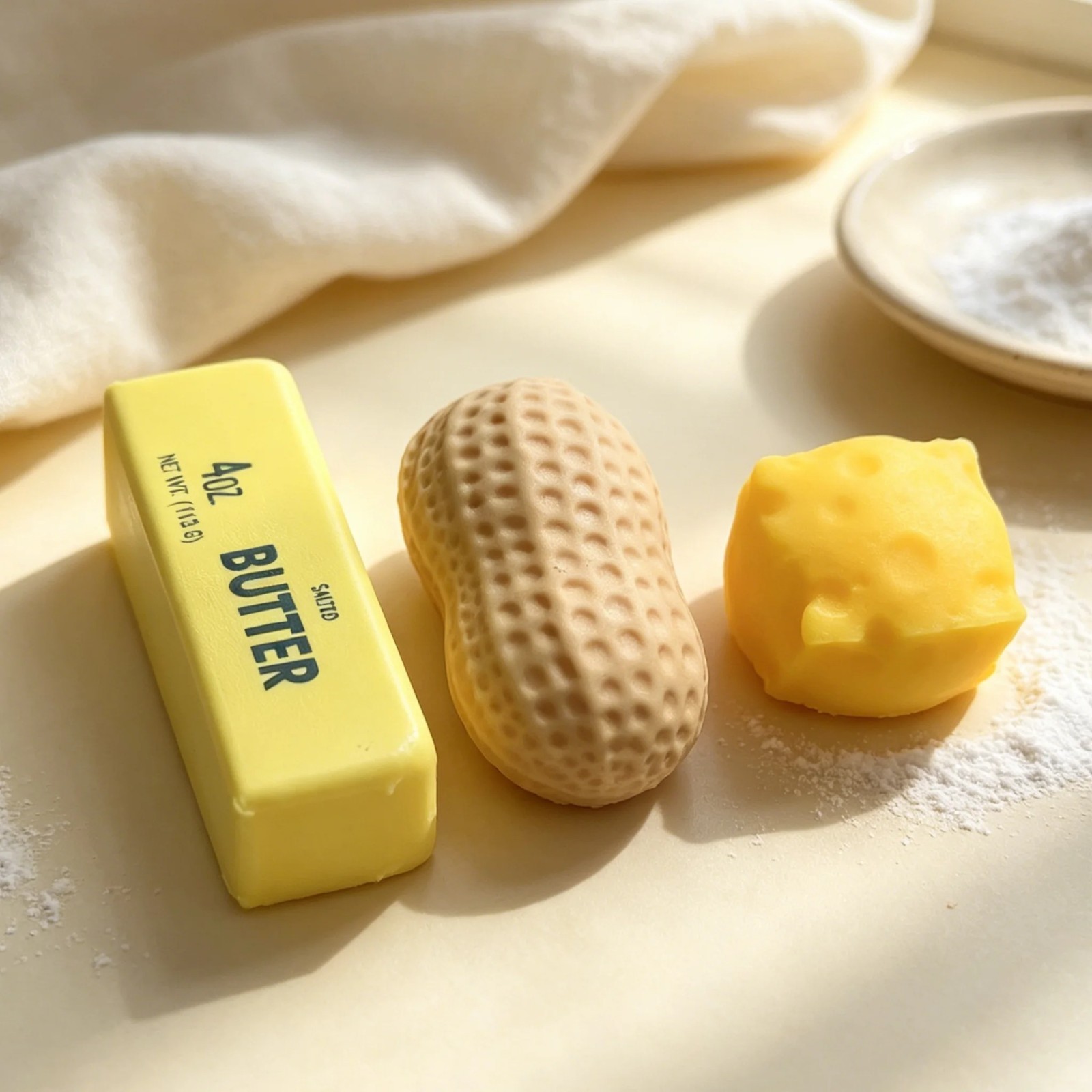 Squishy 3in1 Set Butter Käse Erdnuss Anti-Stress-Ball Deko Geschenk
