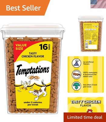 Temptations Cat Treats in Tasty Chicken Flavor - 16 oz Crunchy Tub