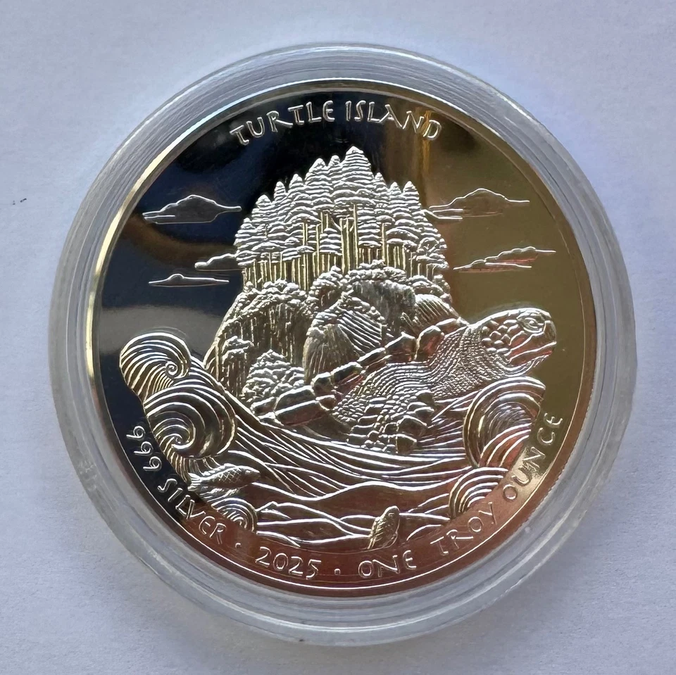Moneda de plata 1 dólar Oglala Lakota 2025 US$ 1 Turtle Island Tortoise 1 OZ Foto 4 de 4