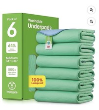 IMPROVIA  Washable Underpads, 34" X 36" Pack of 6 - Absorbency Blue Color 
