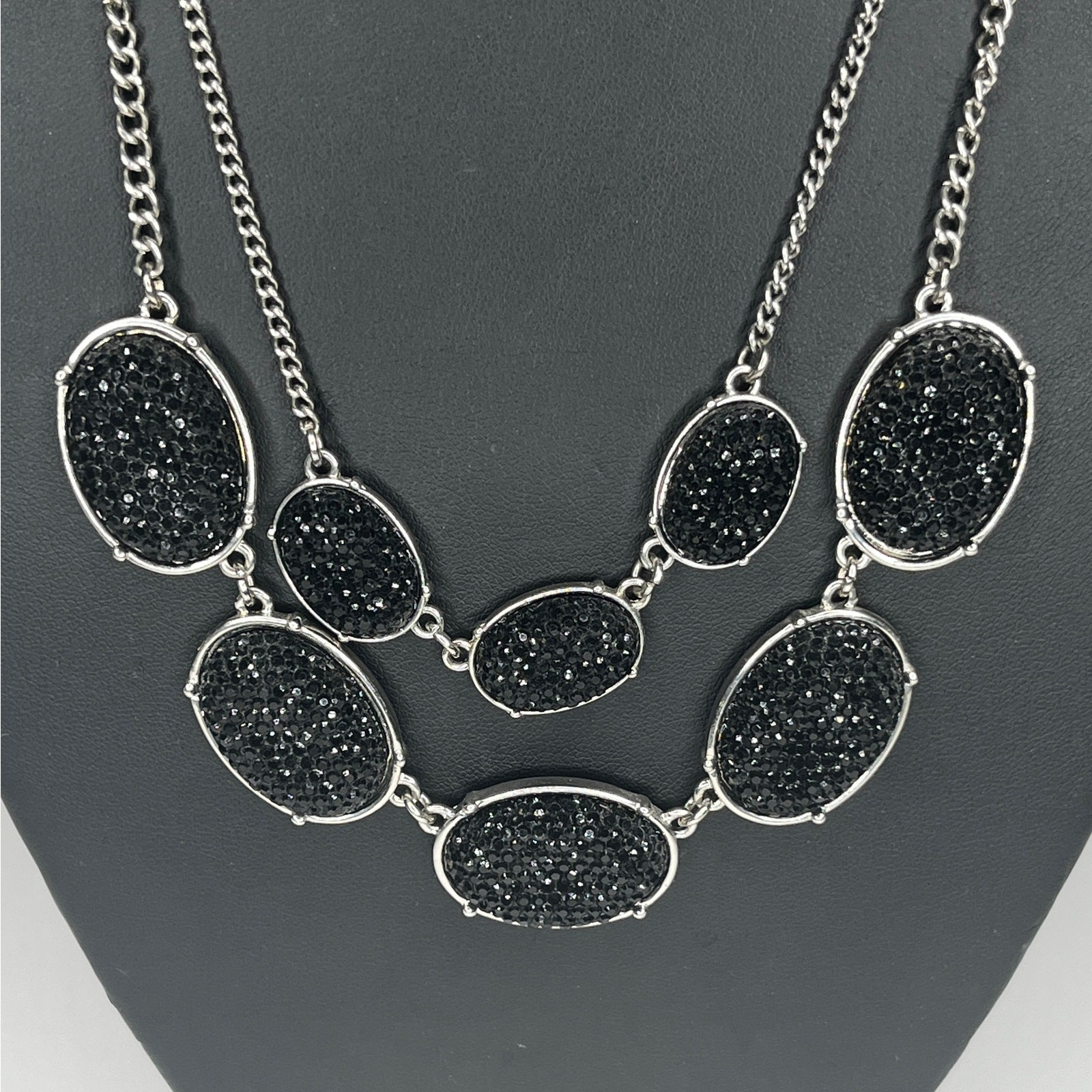 Black & Silver Two Layer Statement Necklace - image 2