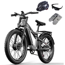 26" Dual Motor Electric Bike 48V 17.5Ah Fat Tyre Off-Road Trekking E-MTB US