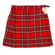 Vintage Tartan Shop Kilt Wool Wrap Skirt Womens 16 Red Made in ENGLAND NWT New