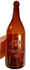 Antique Terre Haute Brewing Co Blob Top Blobtop Beer Bottle Amber Indiana SB&G