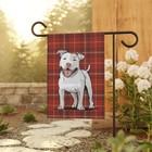 Pit Bull Terrier Dog Red Plaid Outdoor Garden Flag, Pitbull Holiday Yard Decor