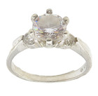 925 Sterling Silver  Cubic Zirconia Solitaire With Accents Ring Sz 8  RG10247 — photo 1