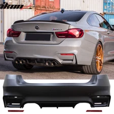 Fits 12-19 BMW F30 3 Series M3 M4 Style Rear Bumper Cover Diffuser Twin Muffler