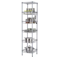 6-Tier Carbon Steel Kitchen Shelf Rack Free Standing Pot Rack Storage Organizer