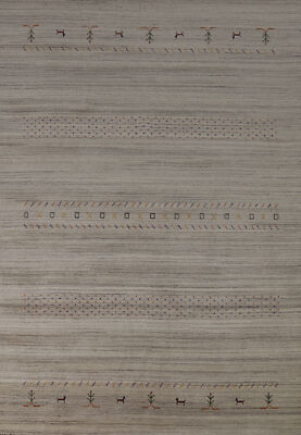Luxurious Grey Hand-knotted Wool Rug Authentic Gabbeh Rug 6x9 ft