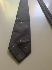 JONATHON WHITE Vintage Neck Tie PolySilk Gray Brown Diagonal Stripe Made In USA