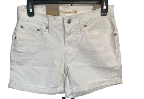 Levi’s Mid Length White Jean Shorts Size 27 Cuffed - Picture 1 of 5
