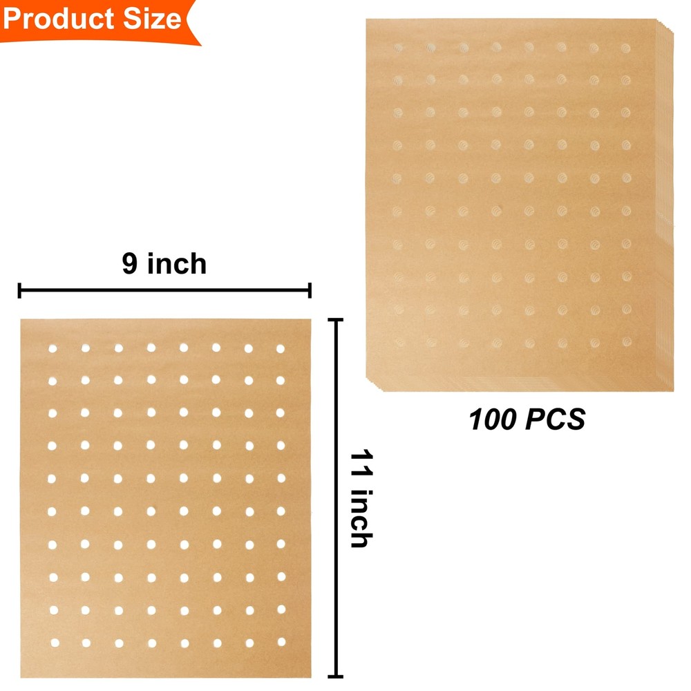 100-Piece 11x9 Inch Disposable Air Fryer Liners for Easy Baking & Cooking