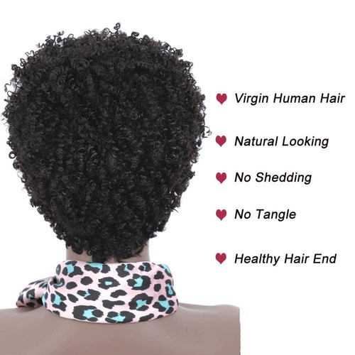 Ms Taj Afro Kinky Human Hair Wigs for Black Women Brazilian Virgin Short Curl... - Picture 5 of 6