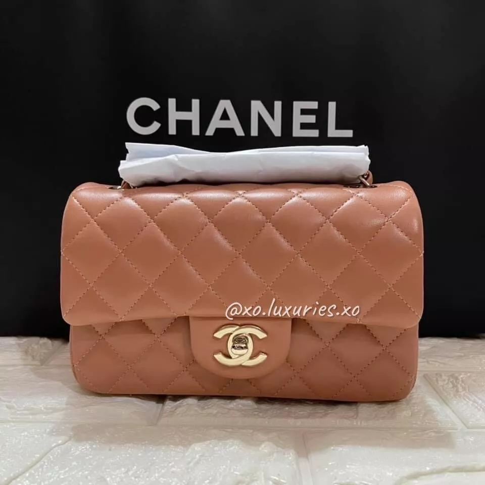 🤎BNIB🤎Chanel Classic Mini Rectangle Flap 22S Caramel Lambskin in