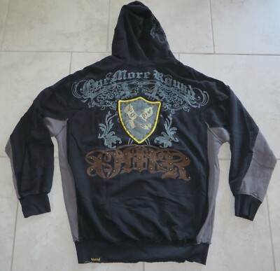 ONE MORE ROUND Rare Vintage Mens Hoodie-Los Angeles - Black w/Boxing Gloves - XL