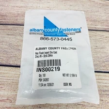 Qty 100, Hex Flush Insert Die Cast Zinc #8- 32x0.394in, Albany County Fasteners