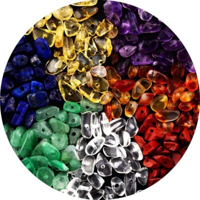 500 Pcs 3-5mm Mix Color Chakra Natural Chip Stone Beads Crystal Drilled For DIY