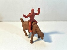 Marx 1950's 54mm Rodeo Cowboy on Marx 60mm bucking Bronco brown horse