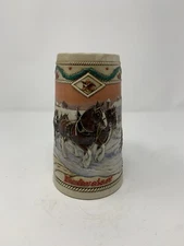 1996 Budweiser Holiday Stein "American Homestead" Christmas Clydesdales Mug
