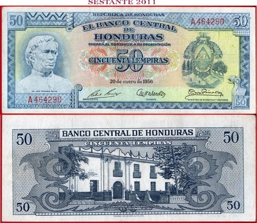 HONDURAS 50 LEMPIRAS 20 1 1956 P 54 VF++ spedizione gratuita da 100€ - Foto 1 di 6