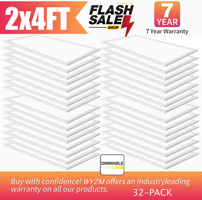 2x4 FT LED Flat Panel Light 75W 24x48 inch Backlit Ceiling Fixture, 7800 Lumens