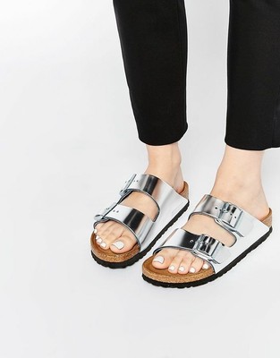 arizona metallic silver birkenstock