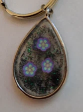 Glittery Tiny Floral Teardrop Keychain Accessory
