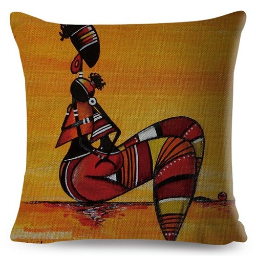 Orange Abstract Painting Africa life Collection African Woman Home Decor Pillow - Picture 27 of 38