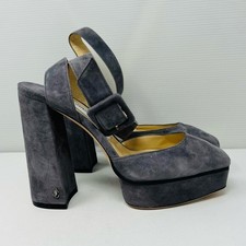 JIMMY CHOO JINN 125 Suede Gray Platform Pumps EU 37;US 7 850