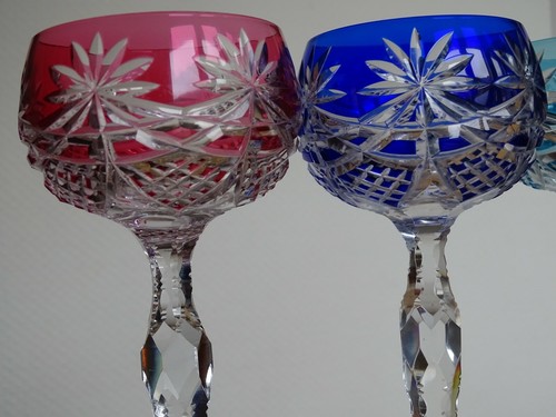 FOUR VINTAGE ROEMER WINE GLASS CRYSTAL FRANCE SAINT LOUIS PATTERN FANCY - Picture 2 of 11