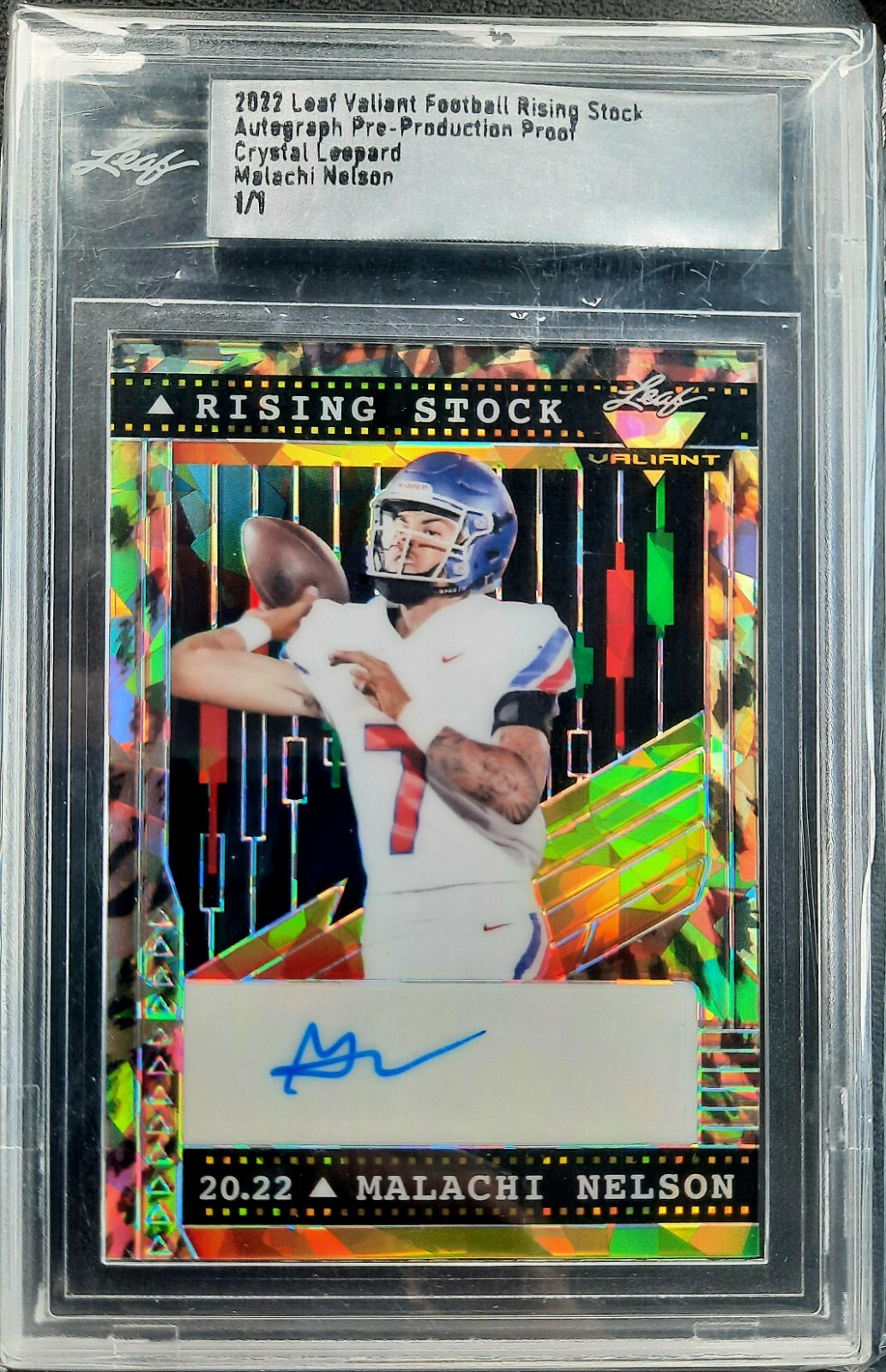 Malachi Nelson 2022 Leaf Valiant Rising Stock Autograph PP Crystal Leopard 1/1