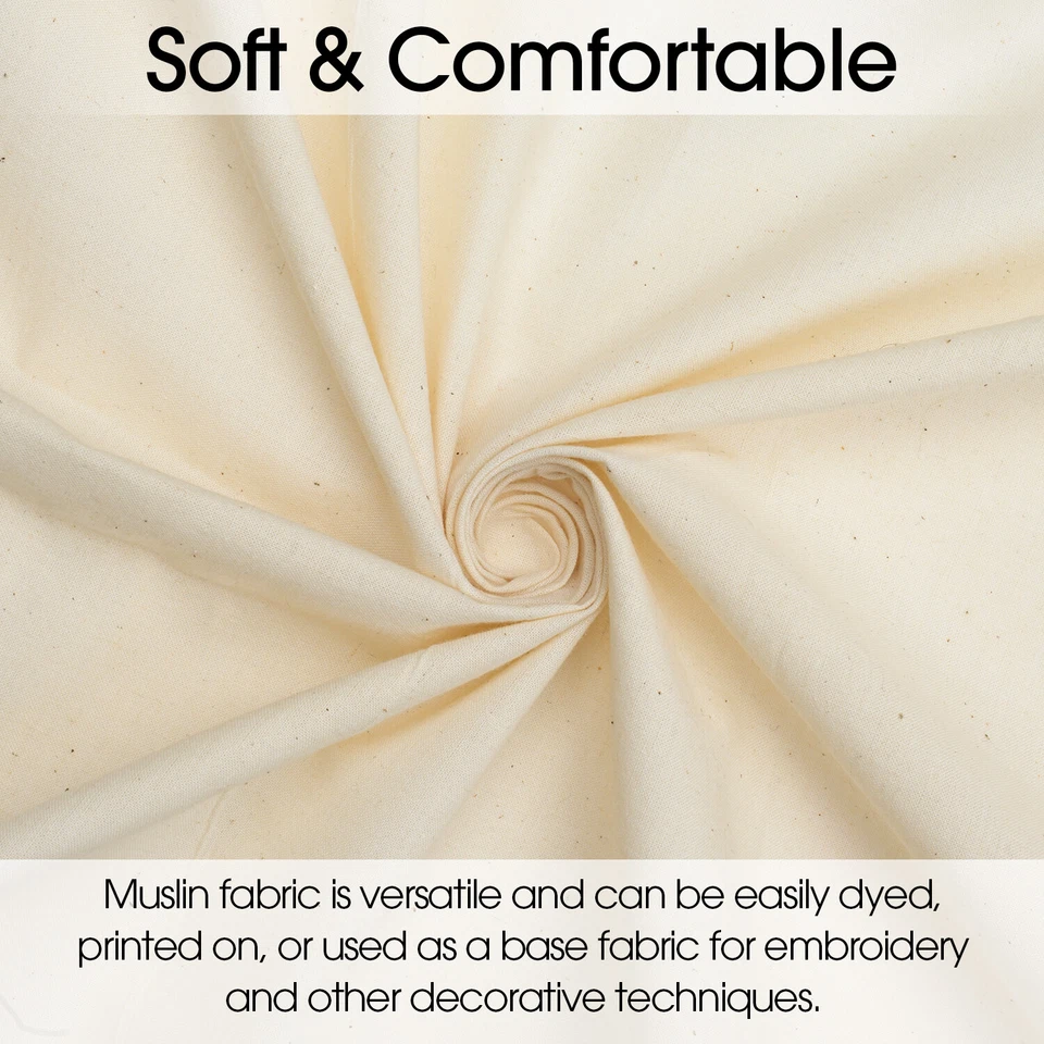 Tela de muselina natural 100 % algodón sin blanquear - 60" de ancho - Se vende por yarda y perno Foto 2 de 4