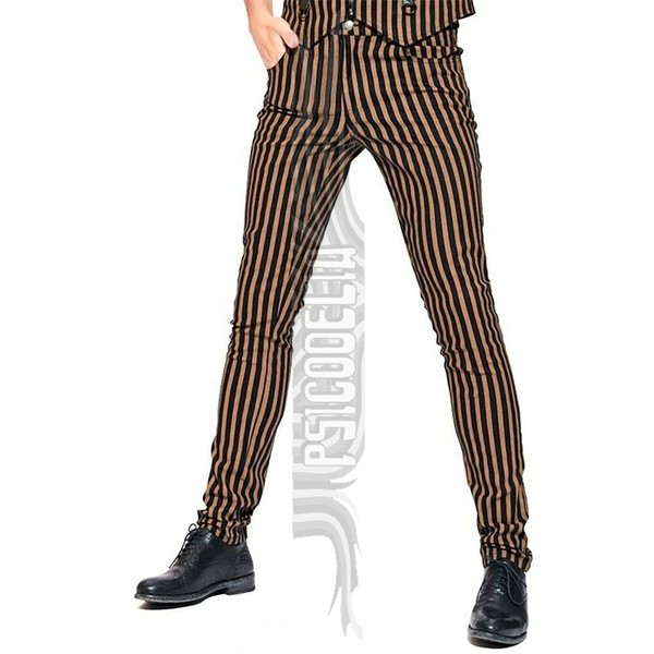 Pantalones de hombre con rayas negras y marrones - Talla M
