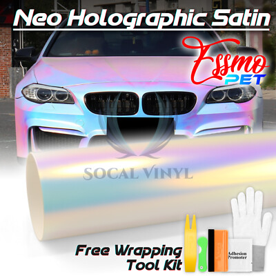 ESSMO PET Neo Chrome Holographic Satin White Car Vehicle Vinyl Wrap Decal Film