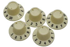 Guitar Tone Volume Knobs Ivory Recessed 1/4" Shaft ATYPICAL SHAFT MOUNT Lot of 5