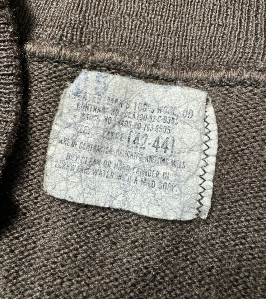 Vintage US Army Military OD Green Wool Sweater Pullover Knit Surplus