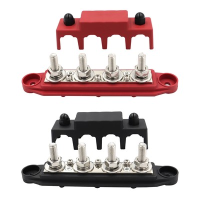 12V 250A Car Terminal Block Power Distribution Block Covered-Busbar M10 2PCS