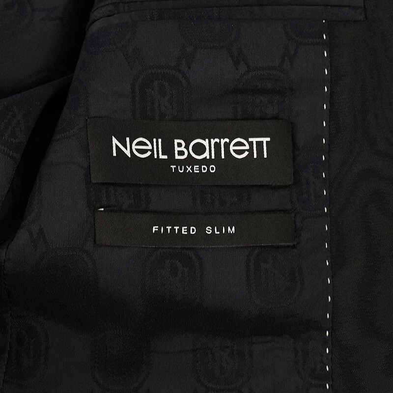 Chaqueta de Esmoquin NEIL BARRETT AJUSTADA DELGADA Lana Moire Accent 46 36 Italia Nueva con Etiquetas Foto 3 de 3