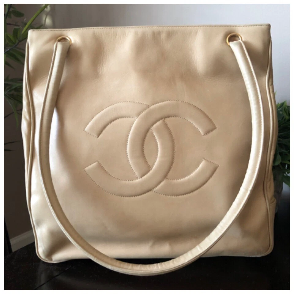 Vintage CHANEL Timeless Beige Quilted Caviar Hobo Bag