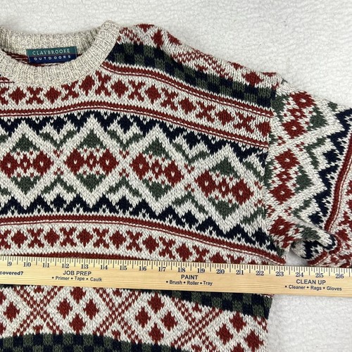 Vtg Claybrooke Sweater Mens XL Geometric Chunky Cable Knit Grandpa 90s USA Made - Picture 10 of 11