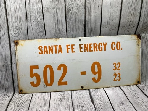 Vintage Santa Fe Energy Porcelain Sign  502 -9 32/23