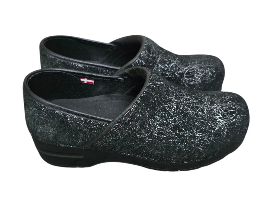 Zapatos zueco Sanita para mujer talla EU 38 EE. UU. talla 7 - 7,5 negro plata gamuza  Foto 3 de 4