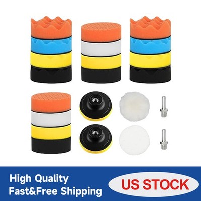 22pc 3'' Car Buffing Pads Polishing Sponge Set Waxing Foam Polisher Kit for Drill